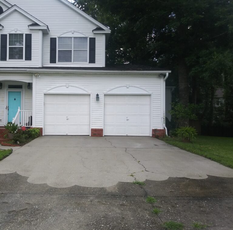 Driveway surface cleaning in progress