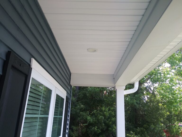 Front porch ceiling area after our pressure washing service