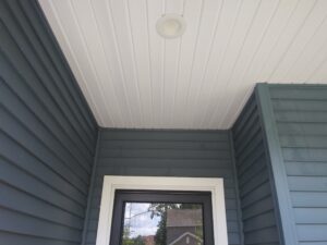 Porch ceiling area after our pressure washing services