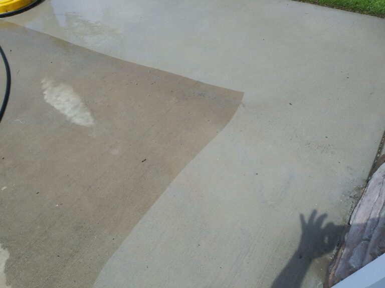 Driveway surface cleaning in process