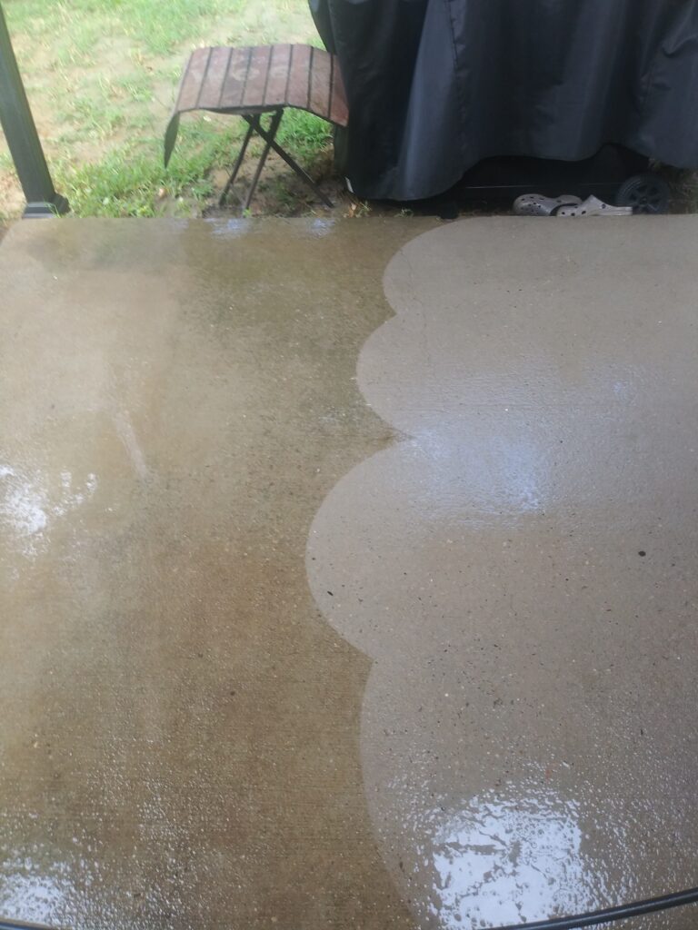 Driveway surface cleaning in process