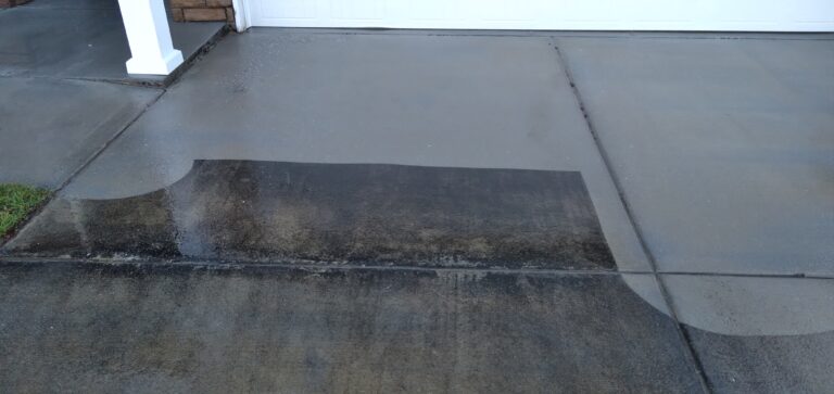 Driveway surface cleaning in process