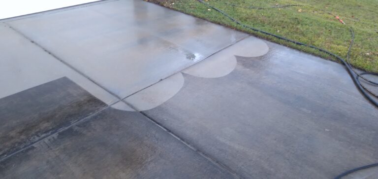 Driveway surface cleaning in process